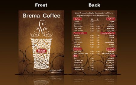 mẫu menu cà phê đẹp